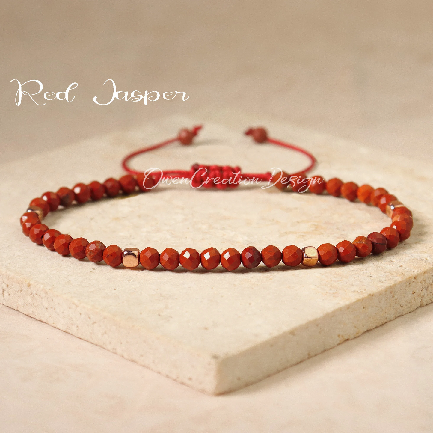 Minimalist Red Jasper Bracelet- Natural Stone Bracelet, August Birthstone Gift -Healing Crystal Yoga Dainty Bracelet for Women