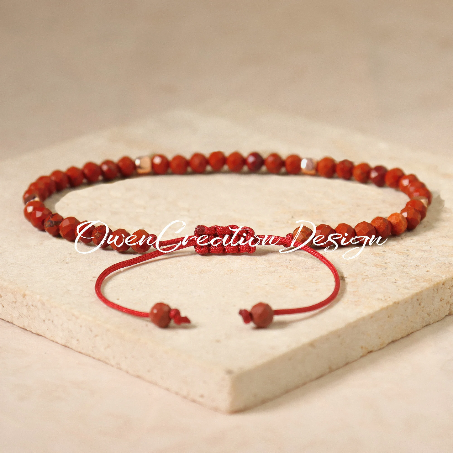 Minimalist Red Jasper Bracelet- Natural Stone Bracelet, August Birthstone Gift -Healing Crystal Yoga Dainty Bracelet for Women