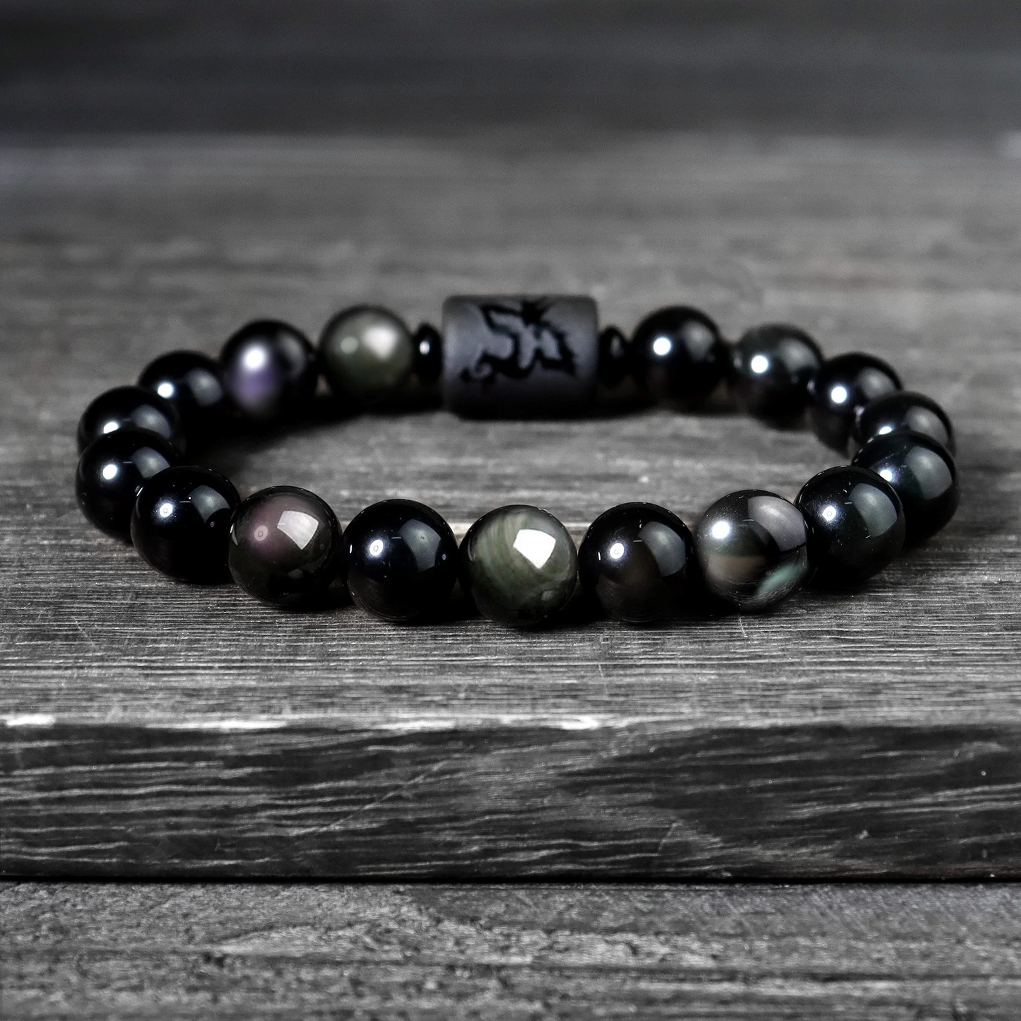 Rainbow Obsidian Bracelet-Natural Black Obsidian Stone  Crystal Bracelet- Gift