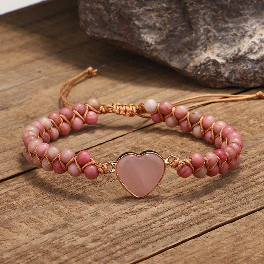 Rhodonite Bracelet-Natural Rose Quartz Stone Grounding Bracelet-GIFT