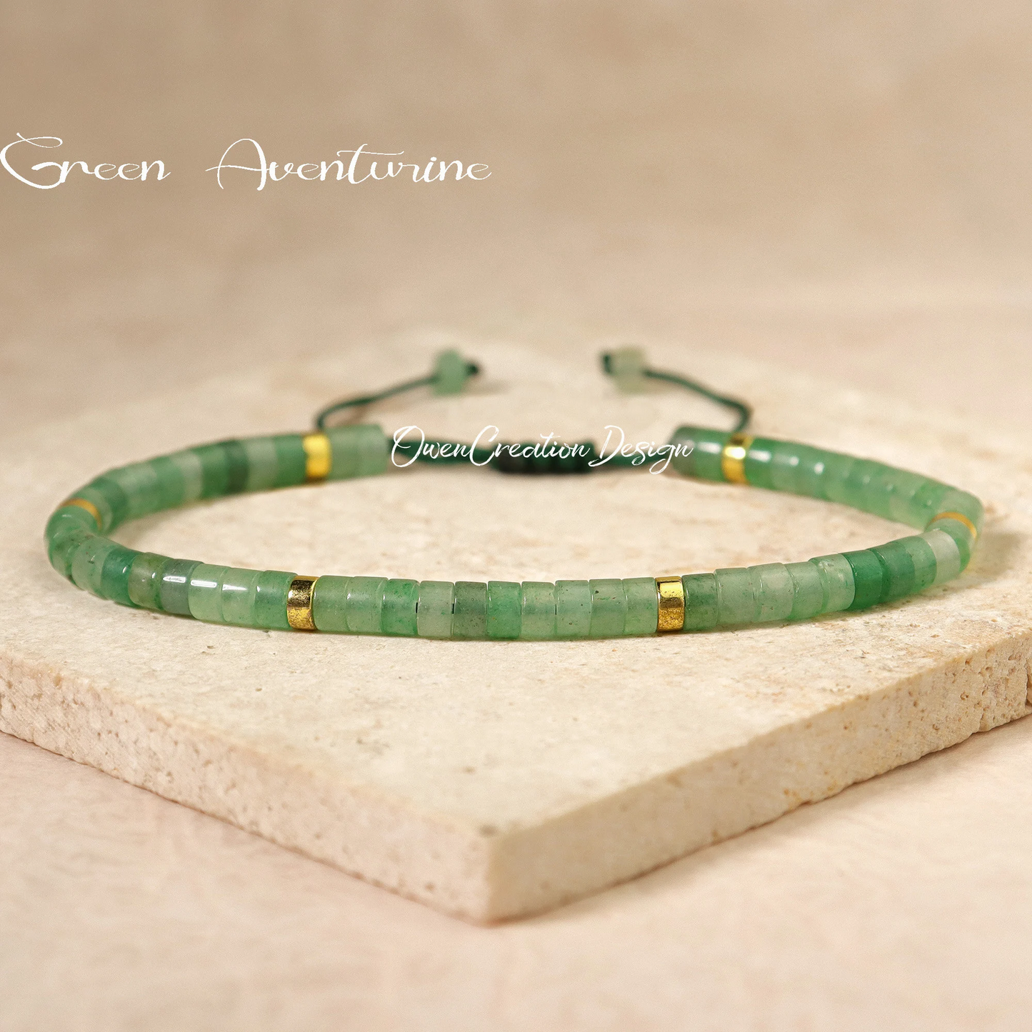 Minimalist Bracelet, Natural Green Aventurine Bracelet, Healing Crystal Yoga Dainty Bracelet Gift for Women