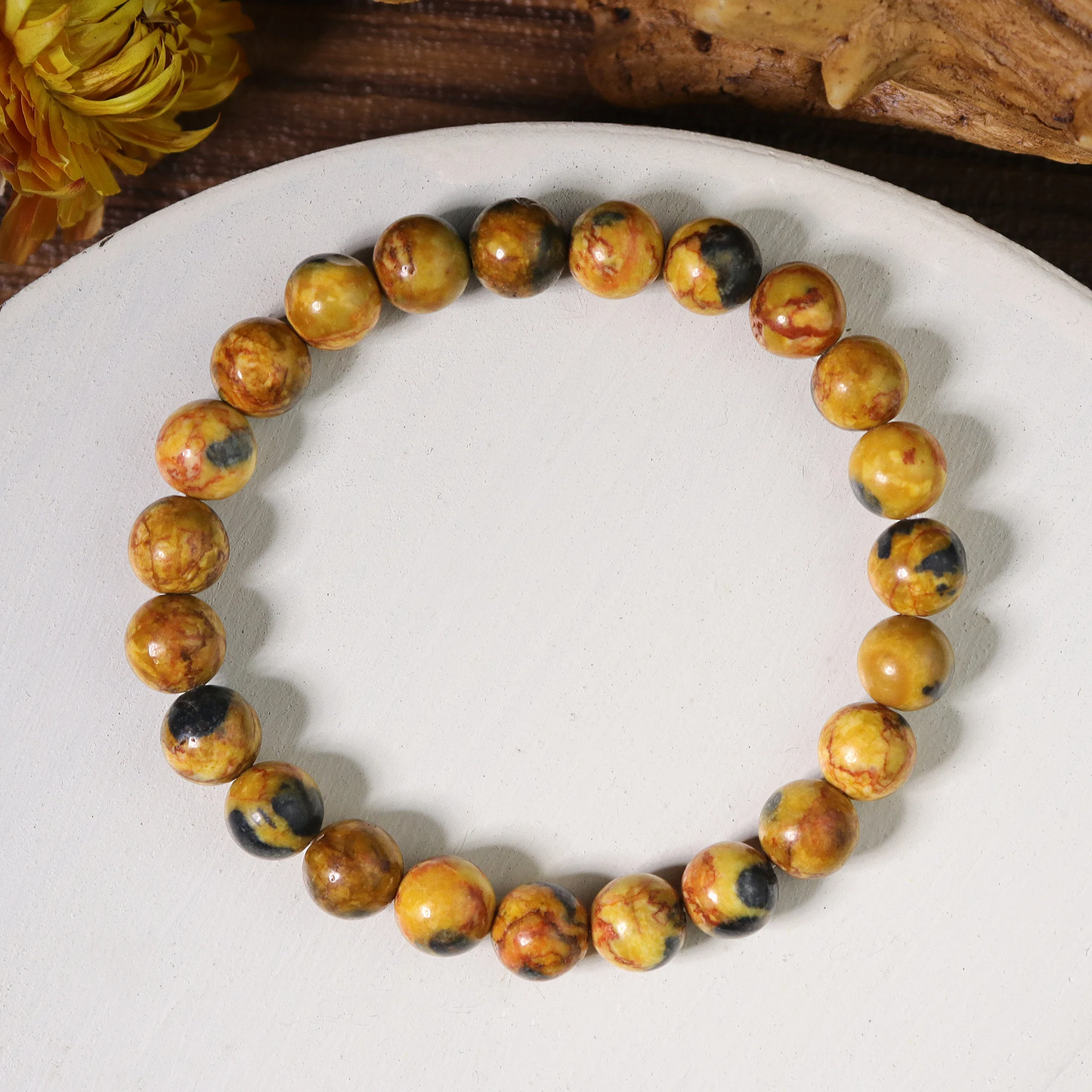 Bumblebee Jasper Bracelet -Natural Gemstone Stretch Bracelet- Gift