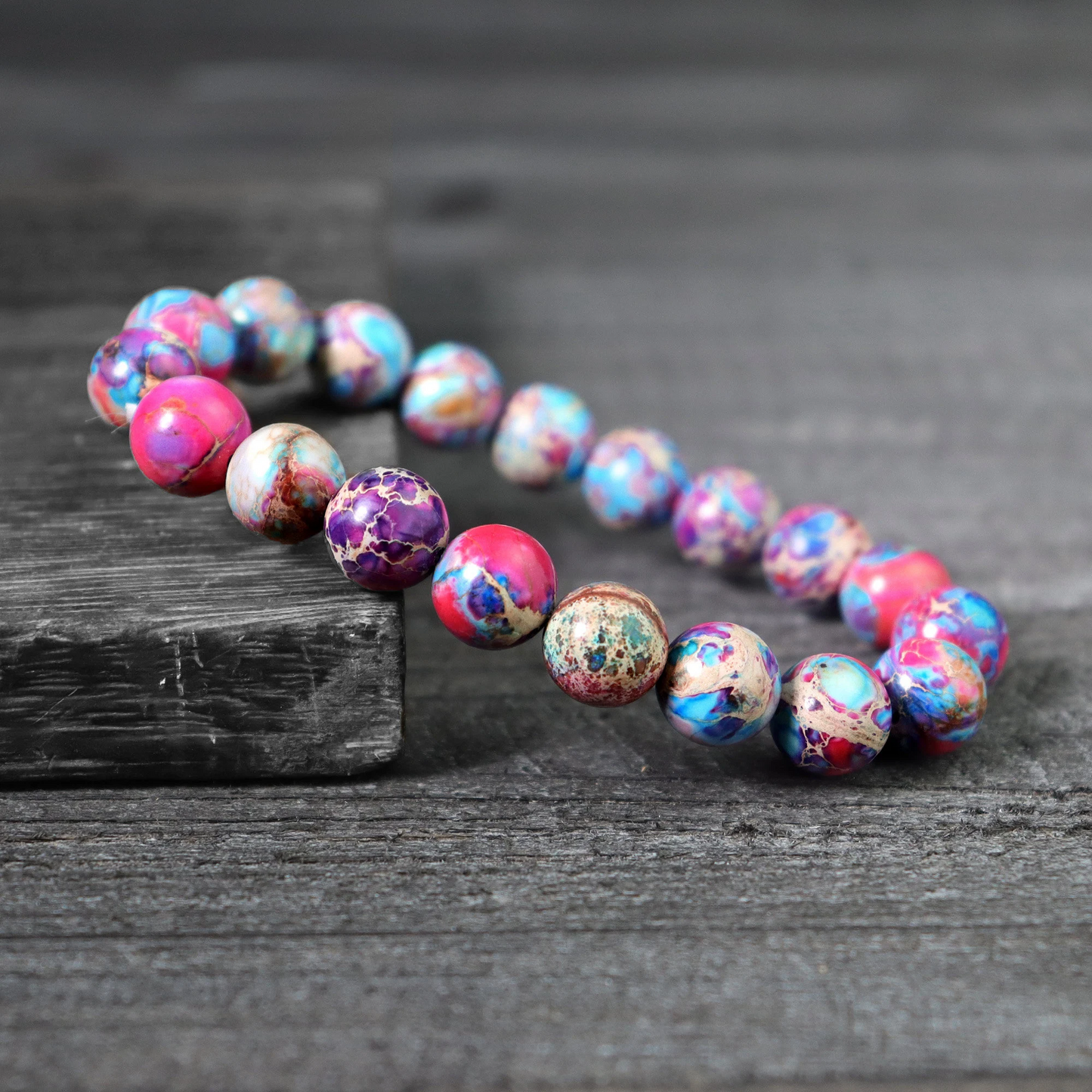 Galaxy Sea Sediment Jasper Bracelet-Natural Gemstone Stretch Bracelet-  Gift