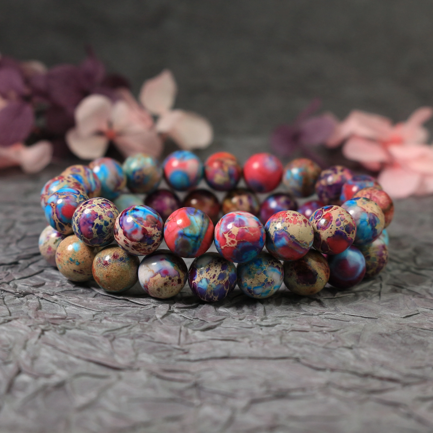 Galaxy Sea Sediment Jasper Bracelet-Natural Gemstone Stretch Bracelet-  Gift