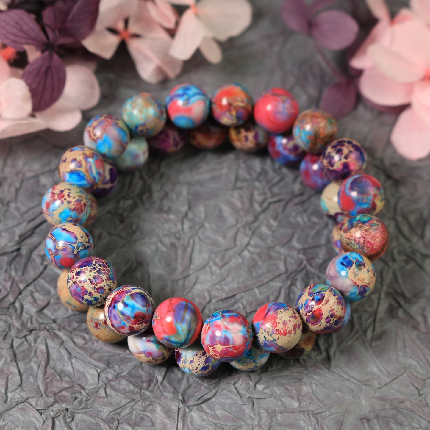 Galaxy Sea Sediment Jasper Bracelet-Natural Gemstone Stretch Bracelet-  Gift