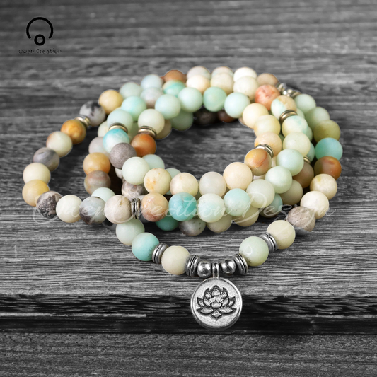 108 Mala Beads Bracelet - Amazonite Stone Bracelet - Yoga Bracelet - Spiritual Jewelry - Meditation Bracelet - Healing Bracelet Yoga Gift