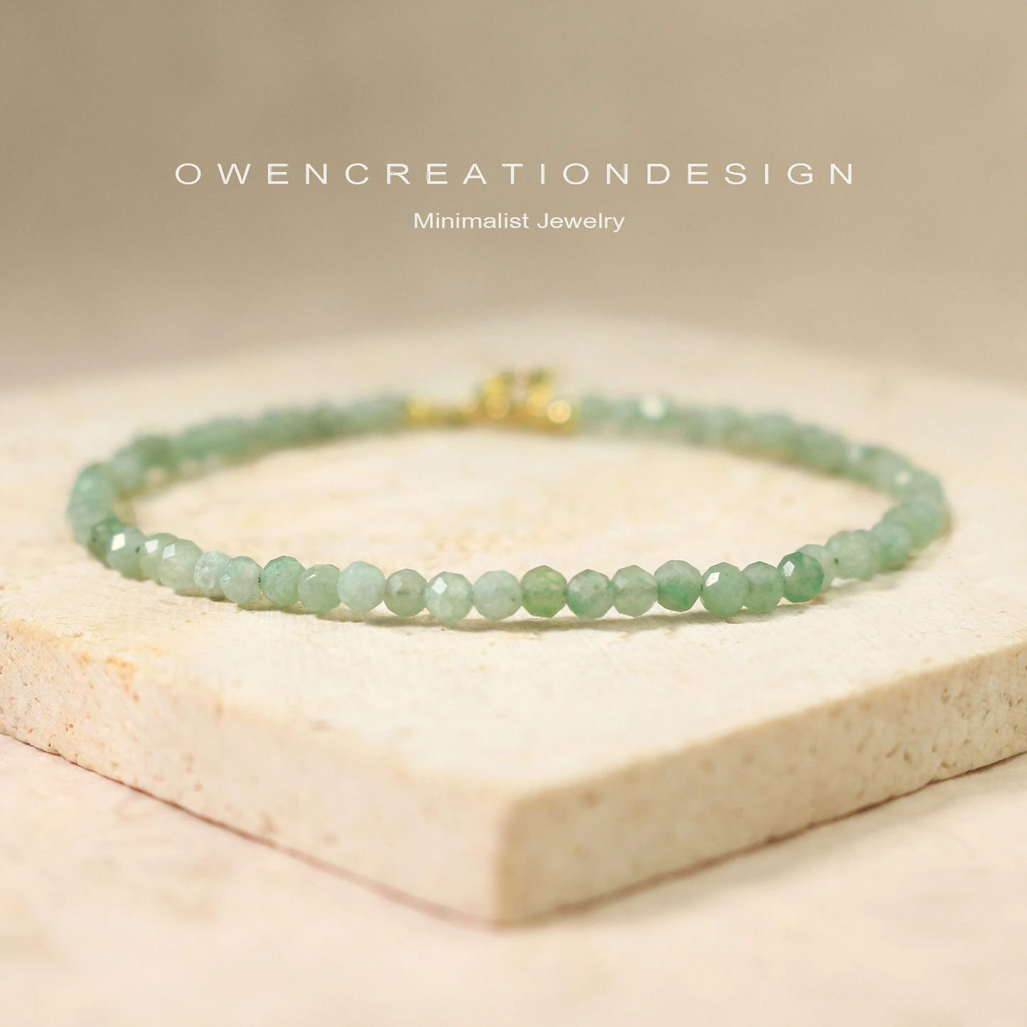 Minimalist Bracelet, Natural Aventurine Bracelet, Crystal Dainty Bracelet