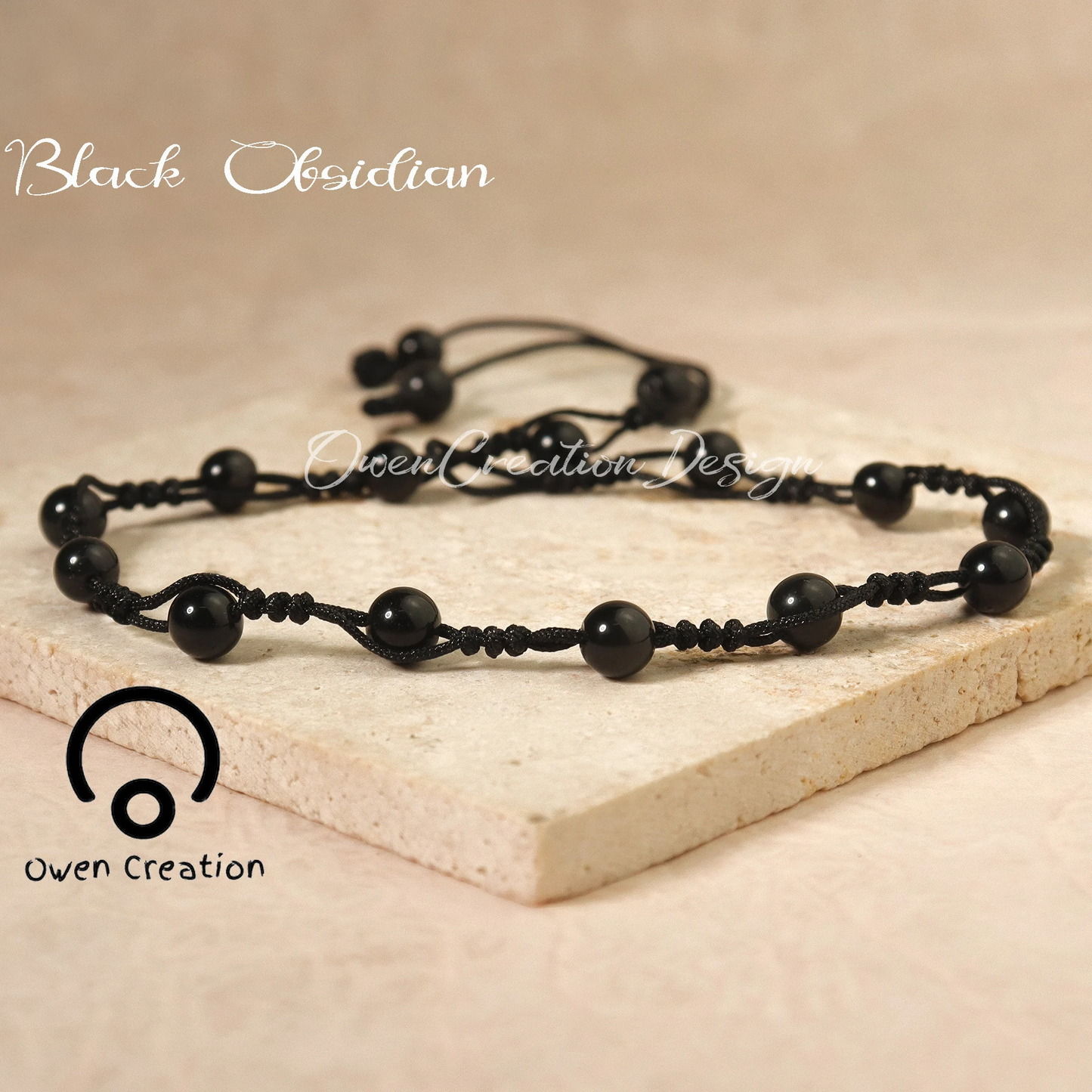 Black Obsidian Beaded Anklet- Natural Stone Anklet-Crystal Anklet-Healing Crystal Yoga Dainty Anklet Gift for Women