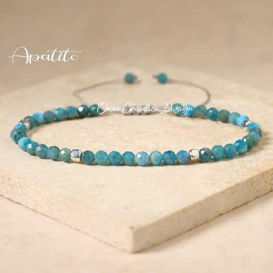 Minimalist Bracelet- Natural Apatite Stone Bracelet,  Healing Crystal Dainty Yoga Bracelet Gift