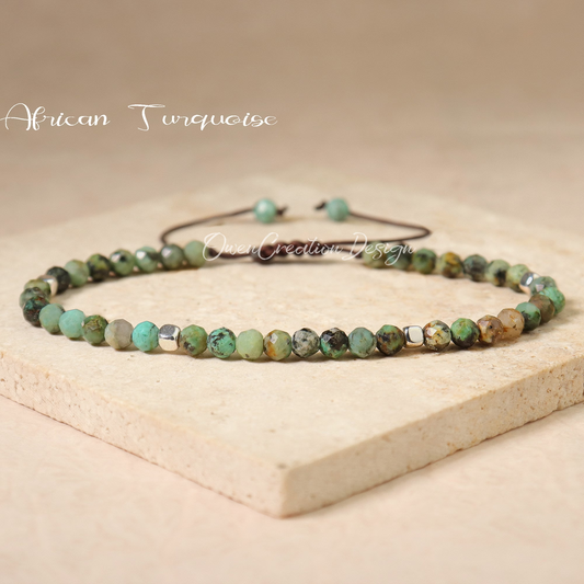 Minimalist Green African Turquoise Dainty Bracelet-Natural Stone Yoga Bracelet- Healing Crystal Bracelet