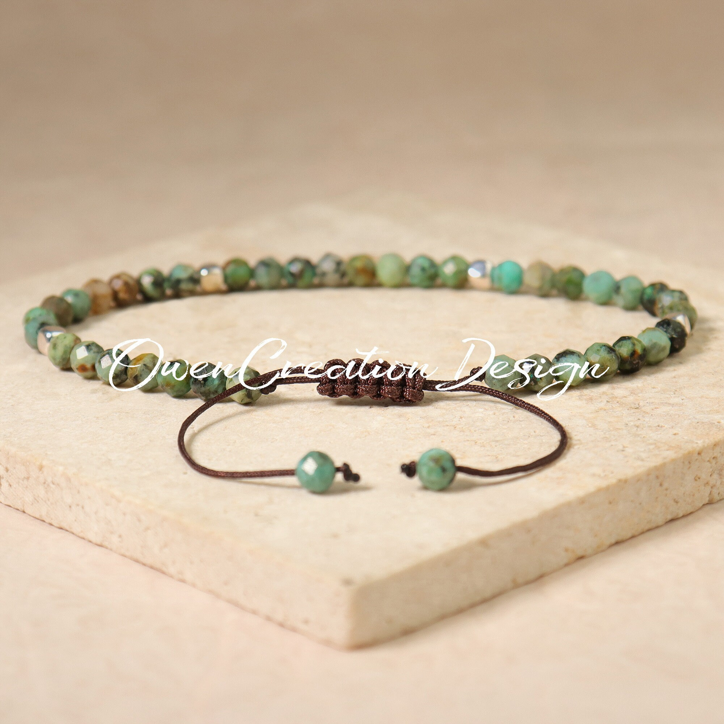 Minimalist Green African Turquoise Dainty Bracelet-Natural Stone Yoga Bracelet- Healing Crystal Bracelet