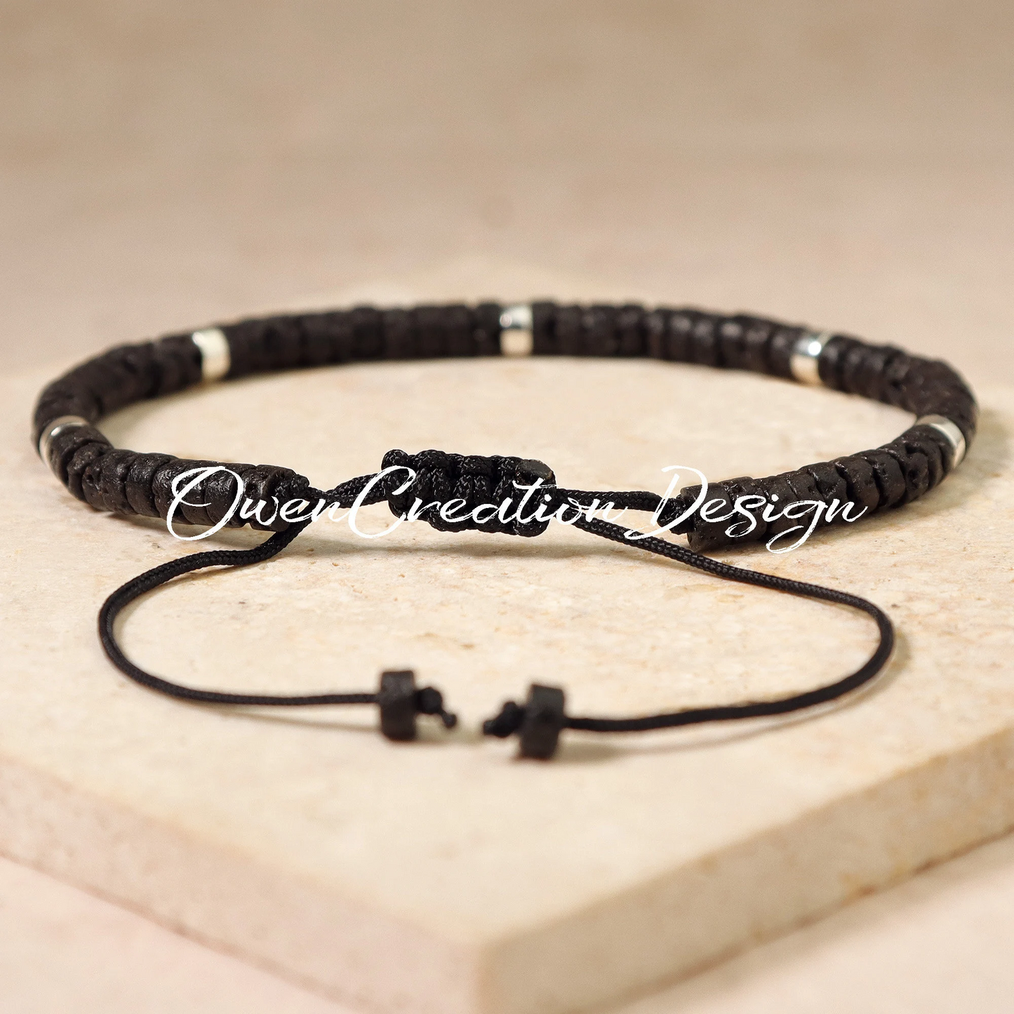 Minimalist Bracelet- Natural Black Lava Stone Dainty Bracelet, Healing Crystal Yoga Bracelet