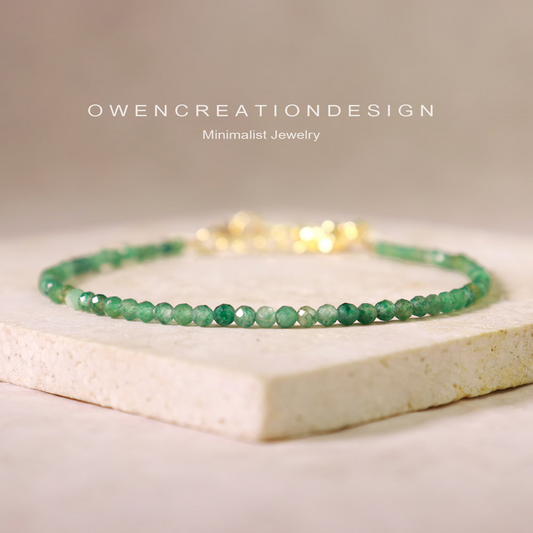 Minimalist Bracelet- Natural Emerald Stone Bracelet,Crystal Dainty Bracelet