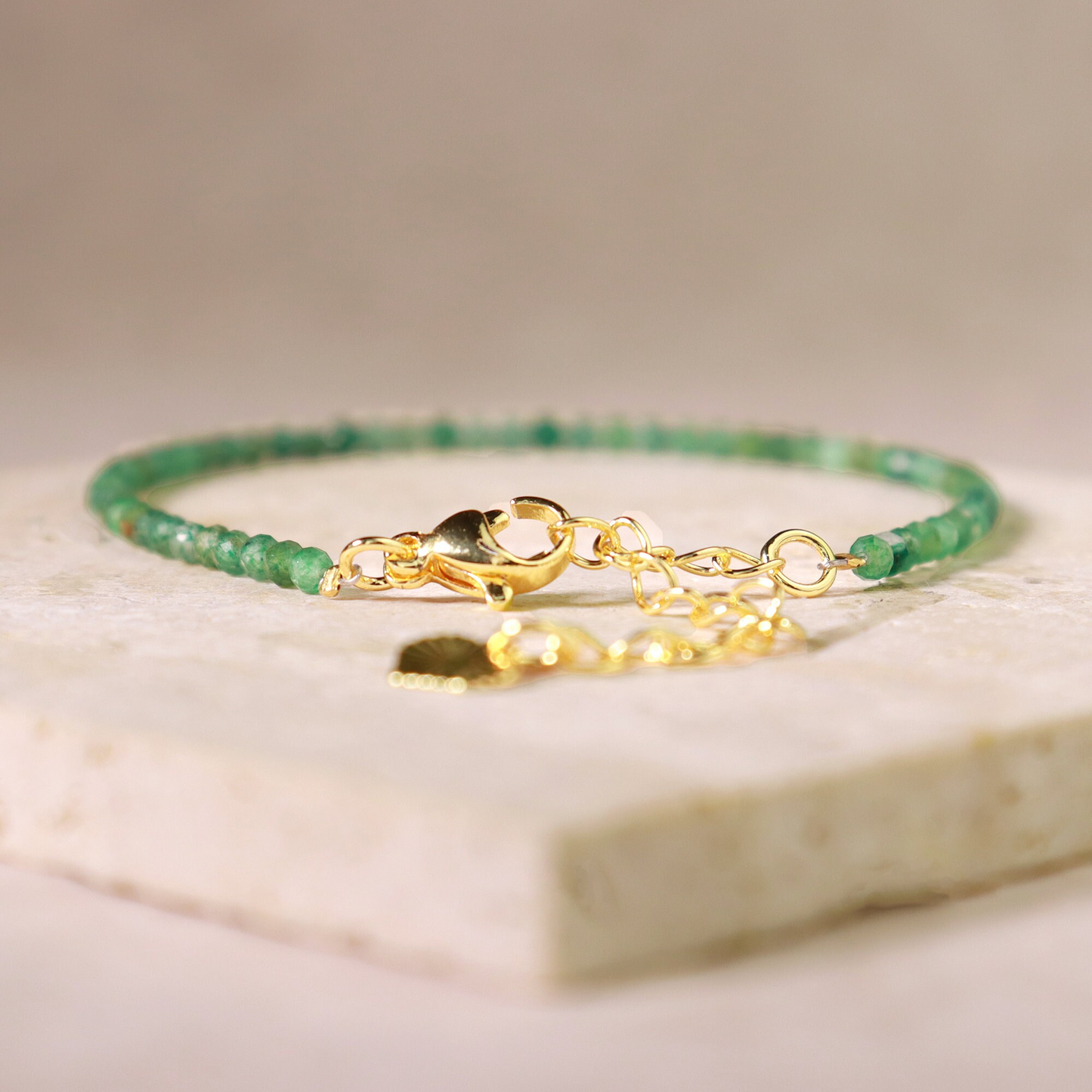 Minimalist Bracelet- Natural Emerald Stone Bracelet,Crystal Dainty Bracelet