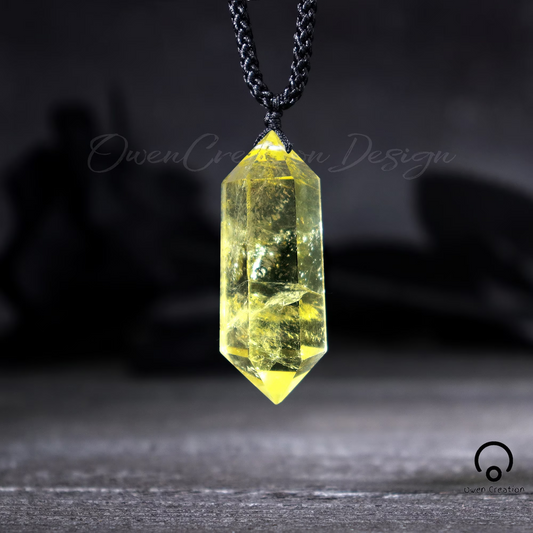 Natural Citrine Pendant Necklace- Citrine Crystal Balance Necklace- Healing Citrine