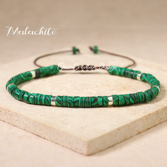 Malachite Dainty Bracelet-Natural Stone Grounding Bracelet-  Healing Crystal Yoga Bracelet -Heart Chakra Gift for Women