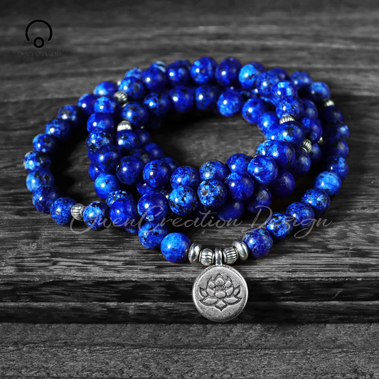 108 Beads Mala Prayer Bracelet- Lapis Lazuli Yoga Bracelet-Gifts for Mom