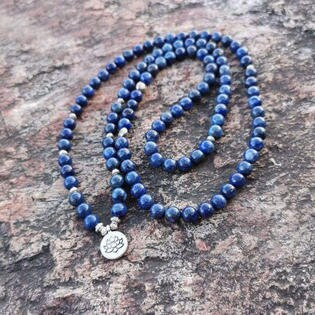 108 Beads Mala Prayer Bracelet- Lapis Lazuli Yoga Bracelet-Gifts for Mom