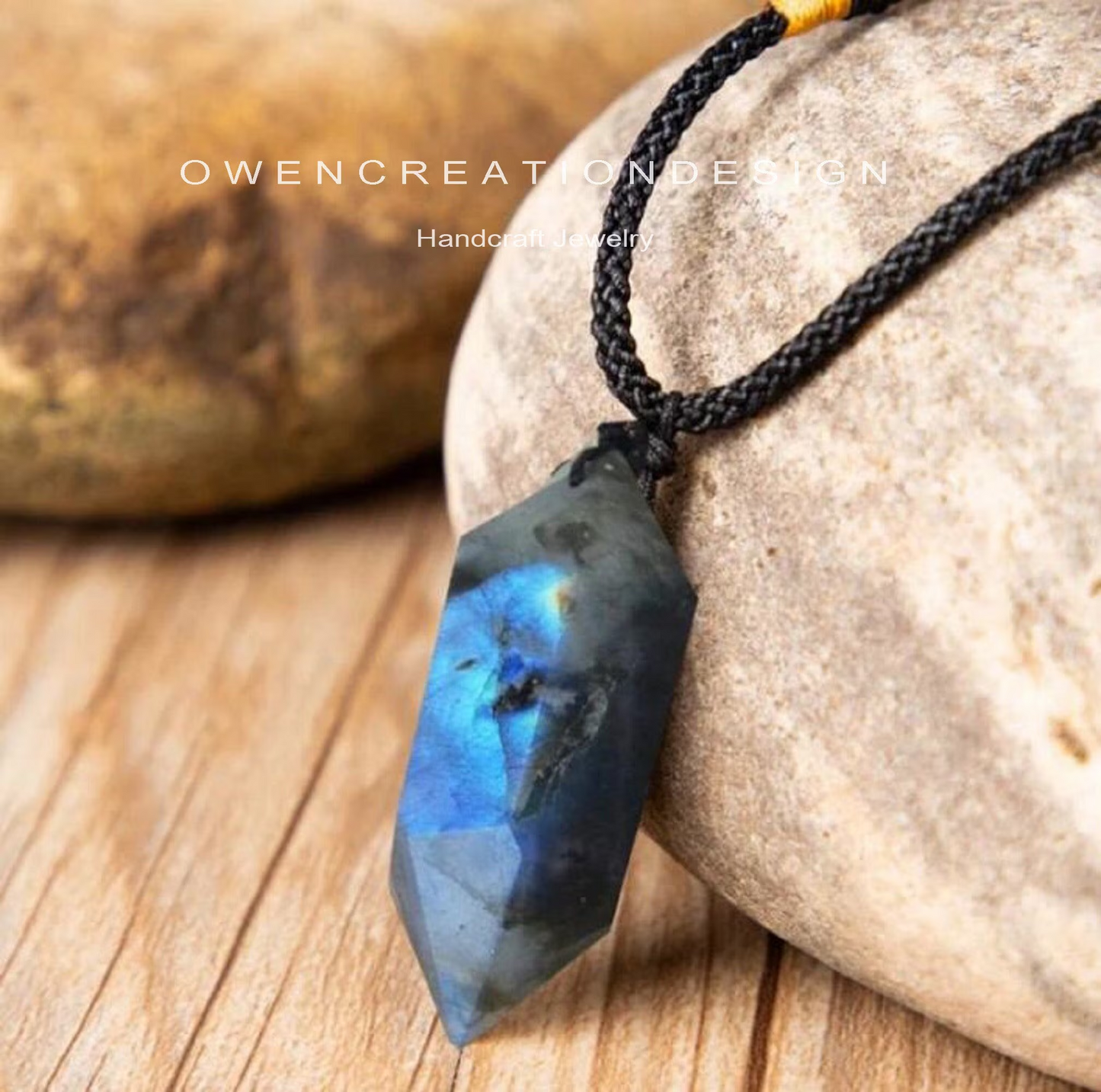 Natural Labradorite Gemstone Pendant Necklace Gift- Healing Meditation Crystal Pendant- Double Pointed Pendant Spiritual Protection Gift