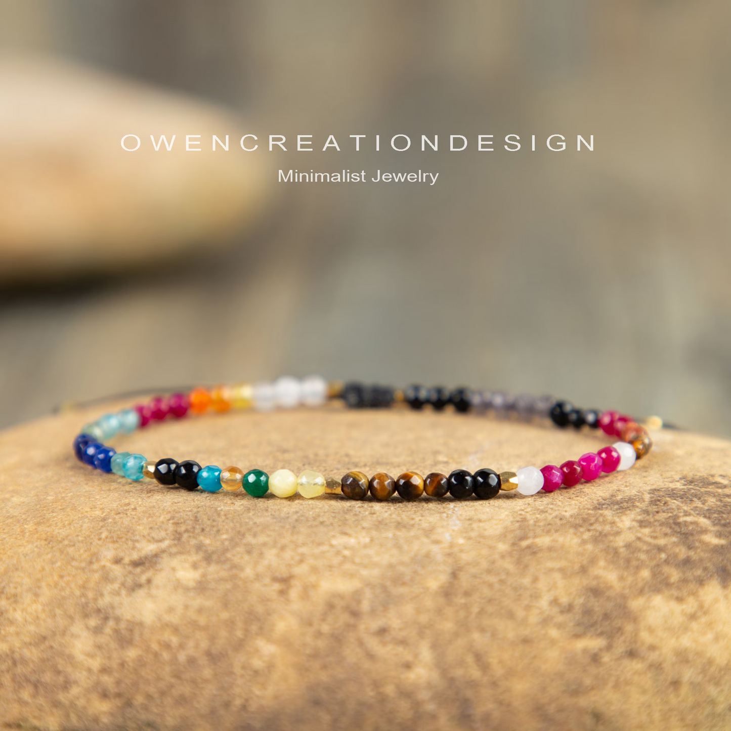 Minimalist Bracelet, Natural Stone Bracelet,  Healing Crystal Yoga Bracelet Gift for Women