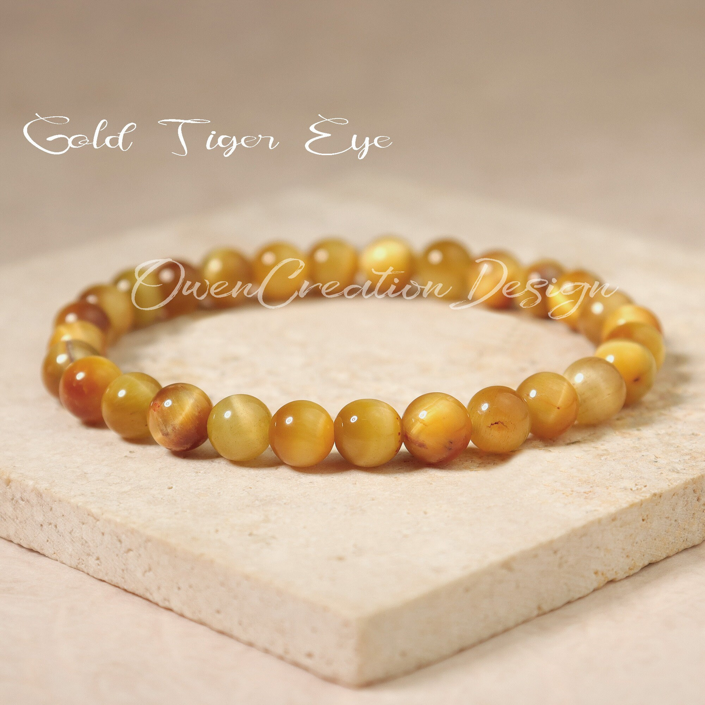 Gold Tiger Eye Stretch Bracelet-Natural Gemstone Grounding Bracelet- Healing Crystal Yoga Bracelet Gift for Women