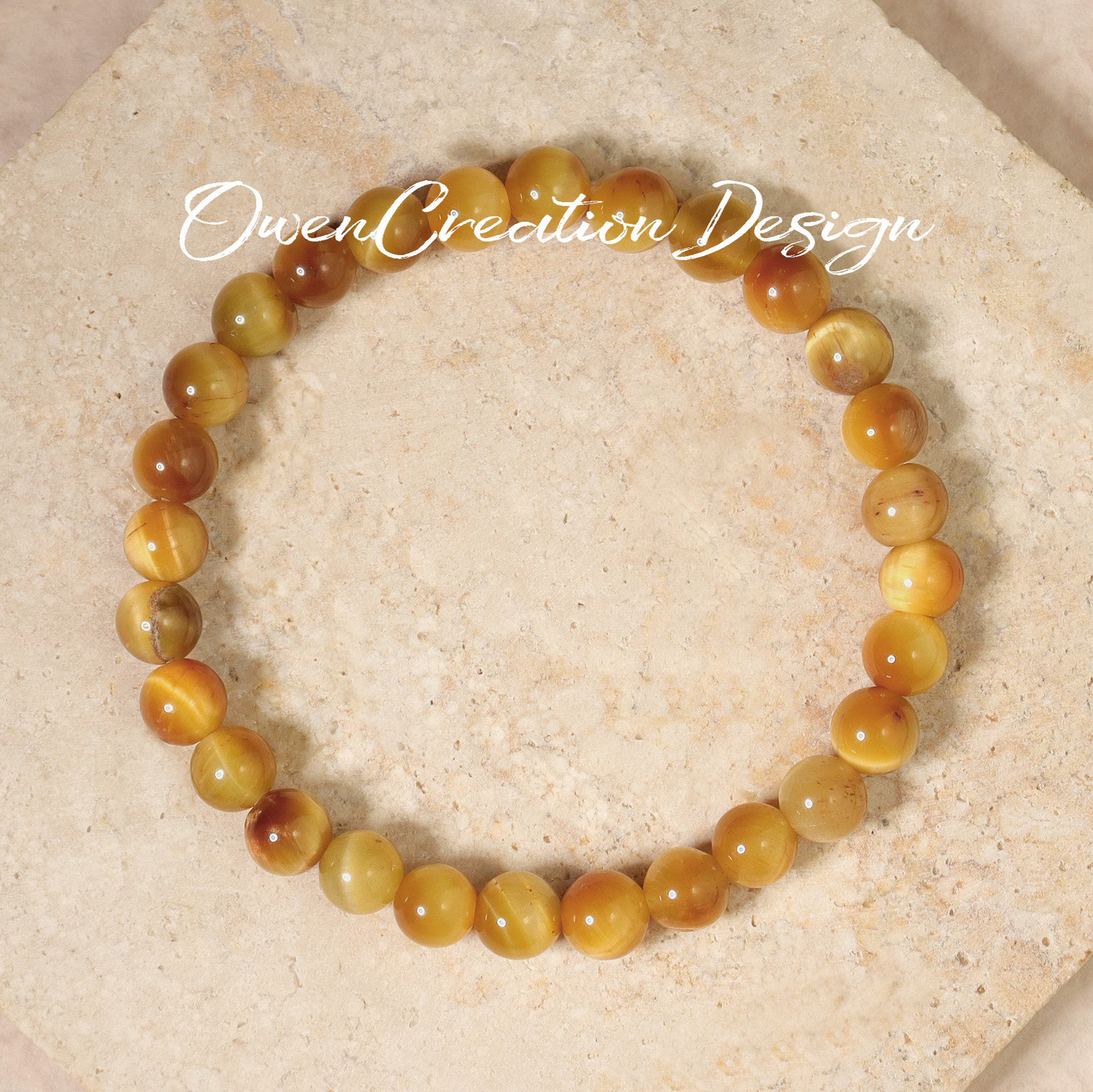 Gold Tiger Eye Stretch Bracelet-Natural Gemstone Grounding Bracelet- Healing Crystal Yoga Bracelet Gift for Women