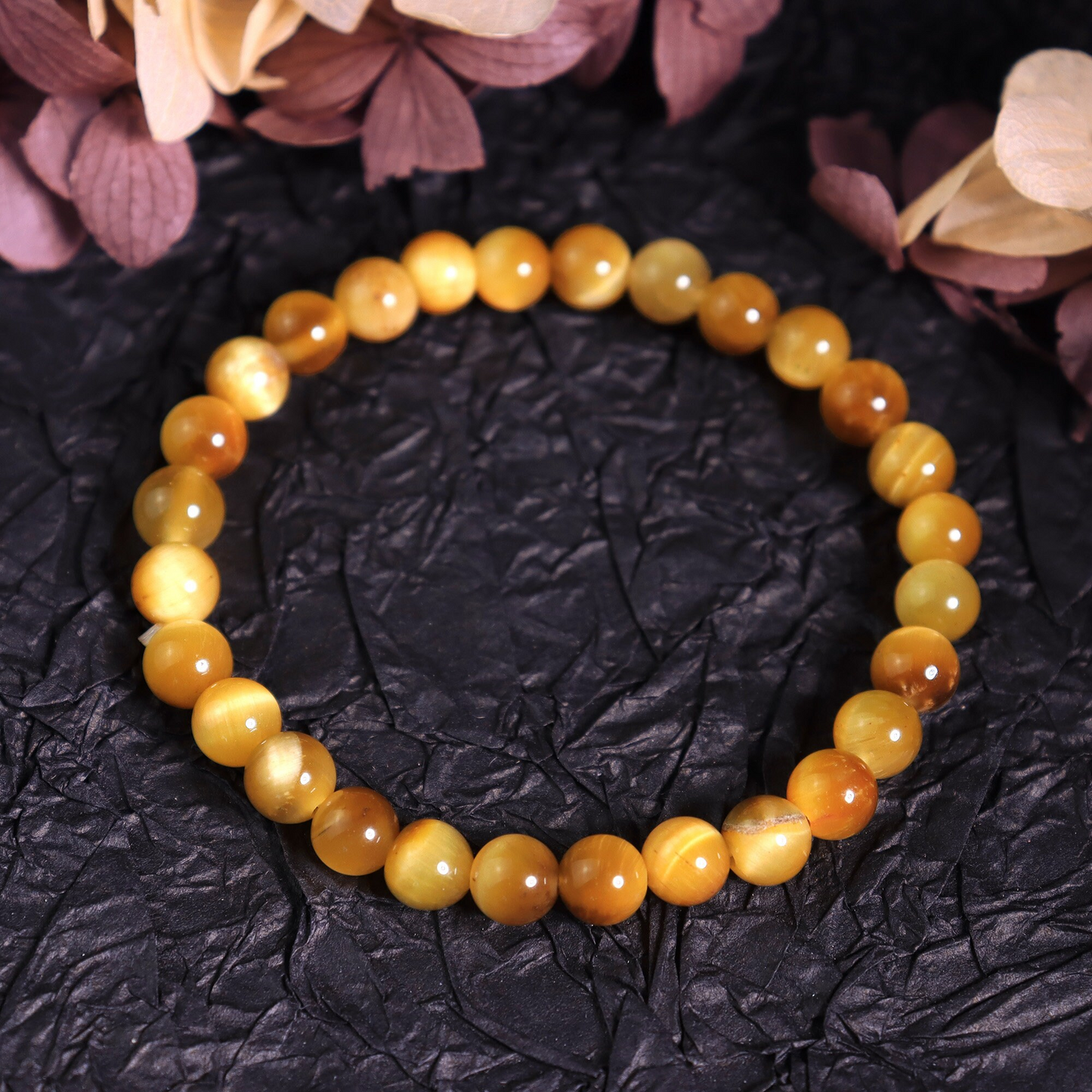 Gold Tiger Eye Stretch Bracelet-Natural Gemstone Grounding Bracelet- Healing Crystal Yoga Bracelet Gift for Women