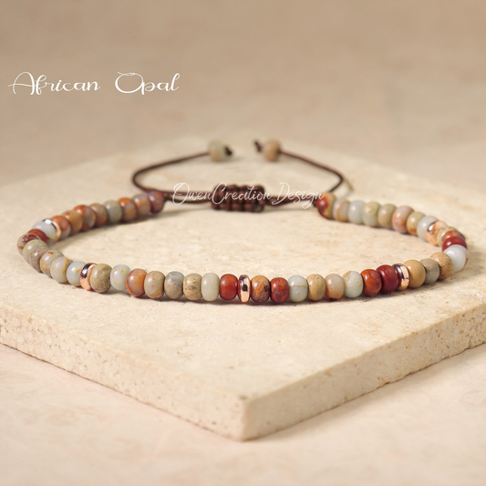 Minimalist Bracelet-African Opal Dainty Bracelet-Natural Stone Grounding Bracelet- Healing Crystal Yoga Bracelet Gift for Women