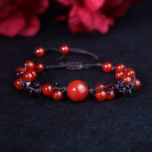 Garnet Bracelet, Carnelian Bracelet, Natural Strone Bradied Bracelet GIFT