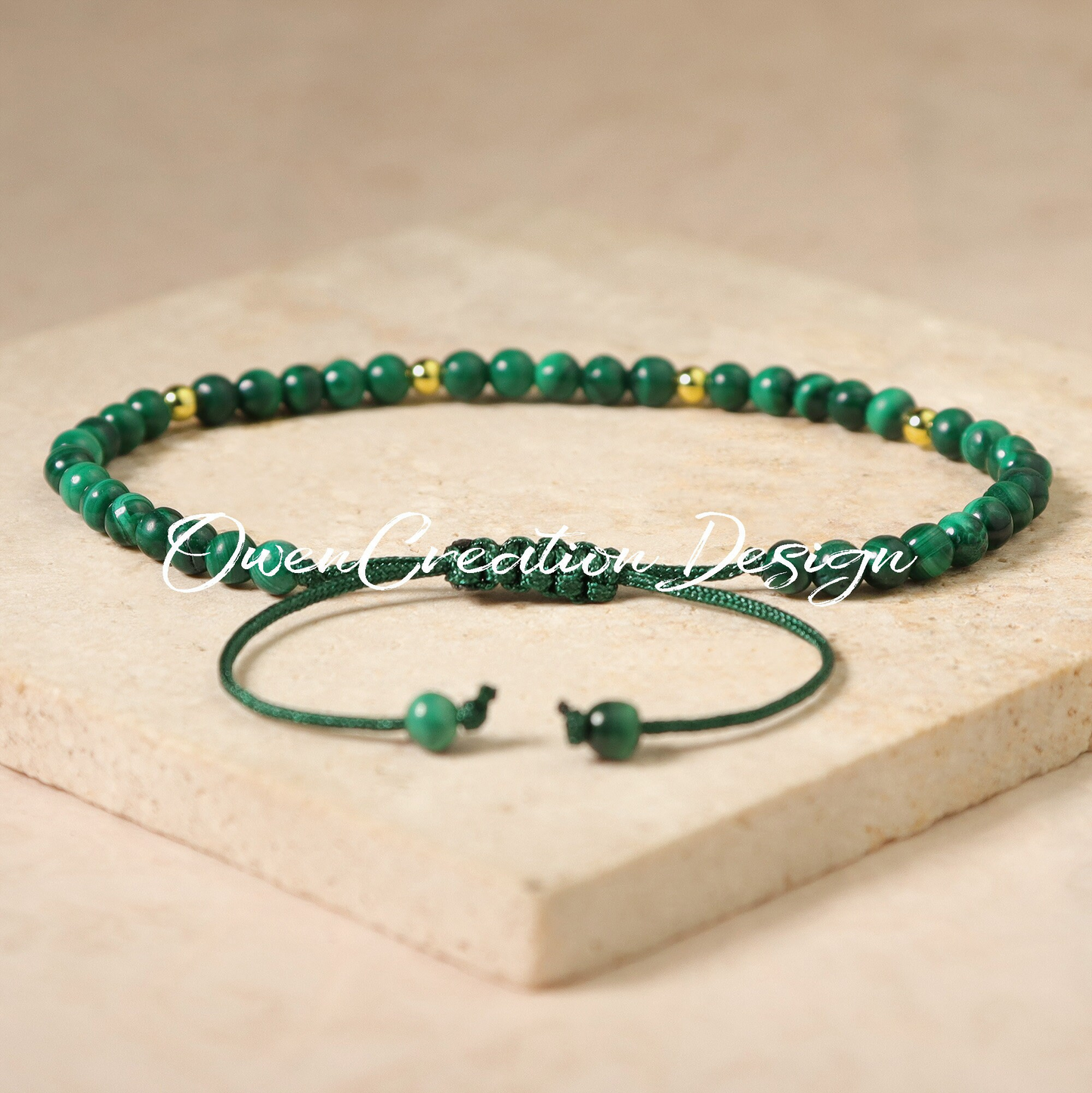 Malachite Stone Dainty Bracelet - Natural Gemstone Bracelet -Healing Crystal Yoga Dainty Bracelet Gift for Women