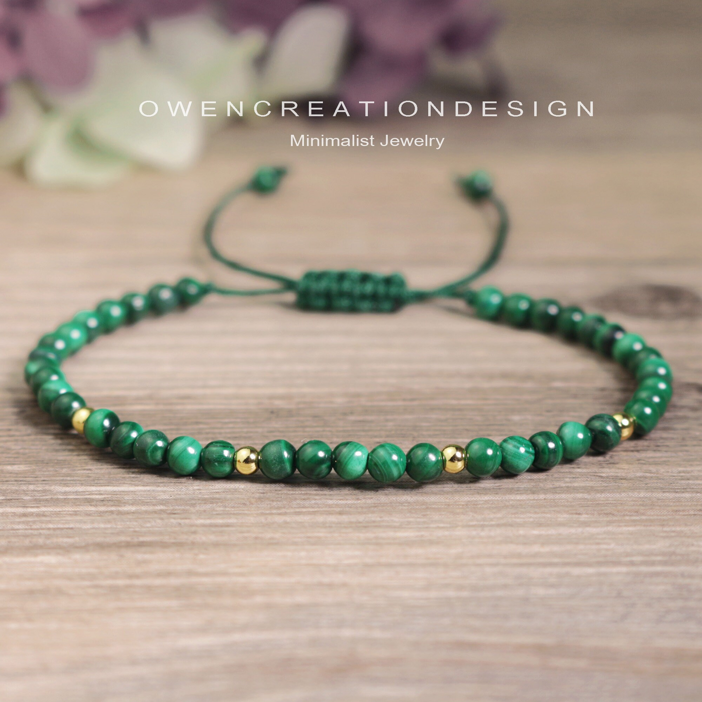 Malachite Stone Dainty Bracelet - Natural Gemstone Bracelet -Healing Crystal Yoga Dainty Bracelet Gift for Women