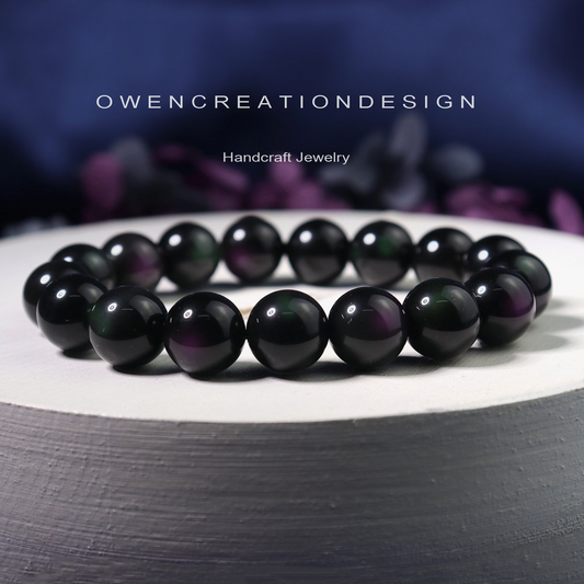 Natural Rainbow Obsidian Stone Bracelet- Helaing Crystal Bracelet Gift