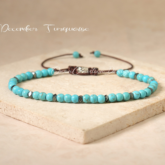 Minimalist Bracelet-Turquoise Dainty Bracelet-Natural Stone Grounding Bracelet-Healing Crystal Yoga Bracelet Gift for Women