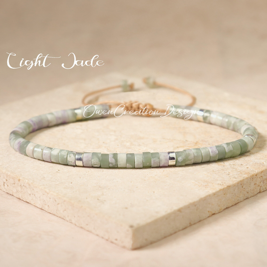 Minimalist Bracelet, Natural Green Jade Bracelet, Healing Crystal Dainty Bracelet for Women