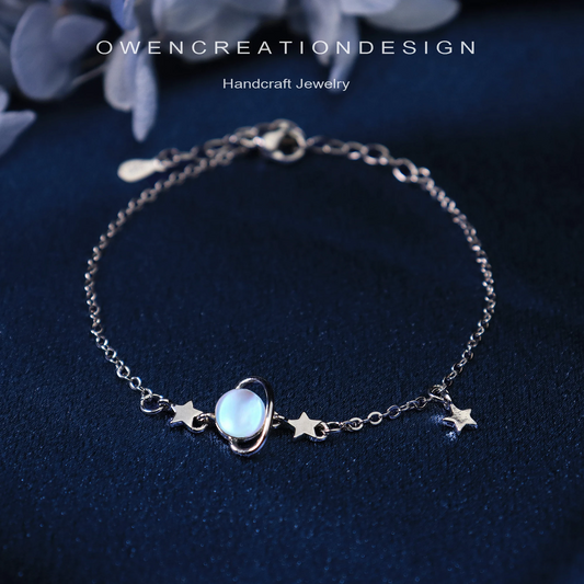 Dainty Moonstone Bracelet - Sterling Silver Minimalist Bracelet, Delicate Crystal Bracelet, June Birthstone