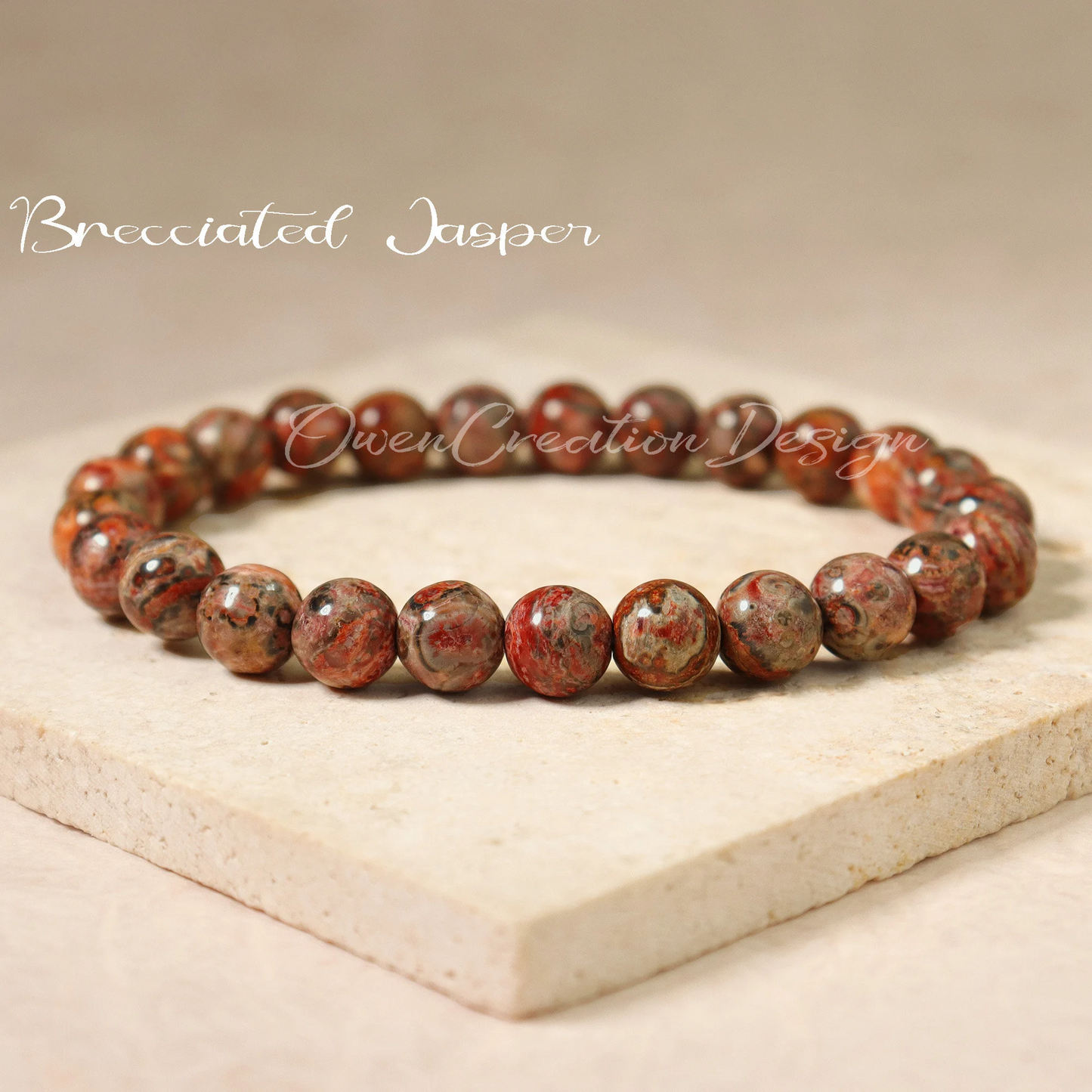 Brecciated Jasper Bracelet-Natural Gemstone Grounding Bracelet-Healing Crystal Yoga Bracelet