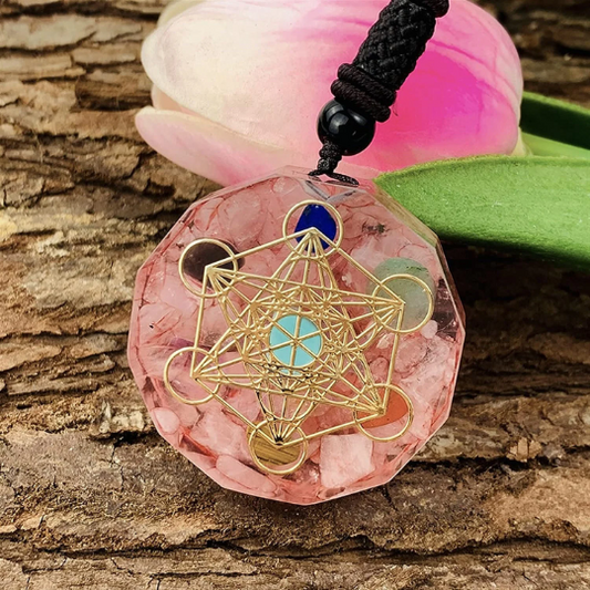 7 Chakra Orgonite Rose Quartz Crystal Pendant Necklace-Orgonite Gift