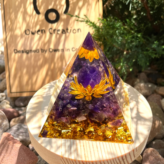 Amethyst Crystal Sphere Orgonite Pyramid