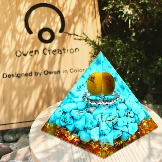 Crystal Pyramid-Turquoise Reiki Meditation Orgonite-Home Decor Tiger's Eye Orgone Pyramid