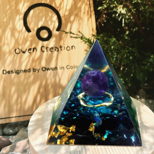 Amethyst Sphere Crystal Orgone Pyramid-Natural Obsidian Meditation Orgonite Pyramid