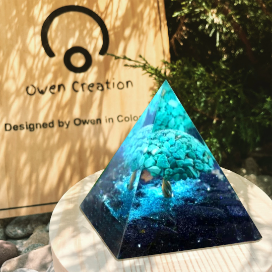 Crystal Pyramid-Tree of Life Turquoise Orgone Pyramid