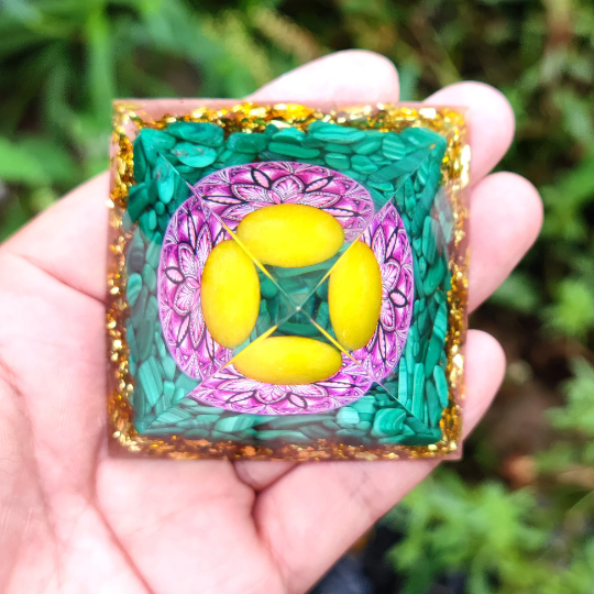 Citrine Crystal Sphere Orgonite Pyramid