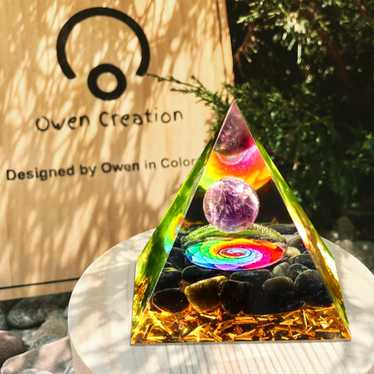 Orgonite Pyramid-Natural Amethyst Sphere With Obsidian Crystal Pyramid