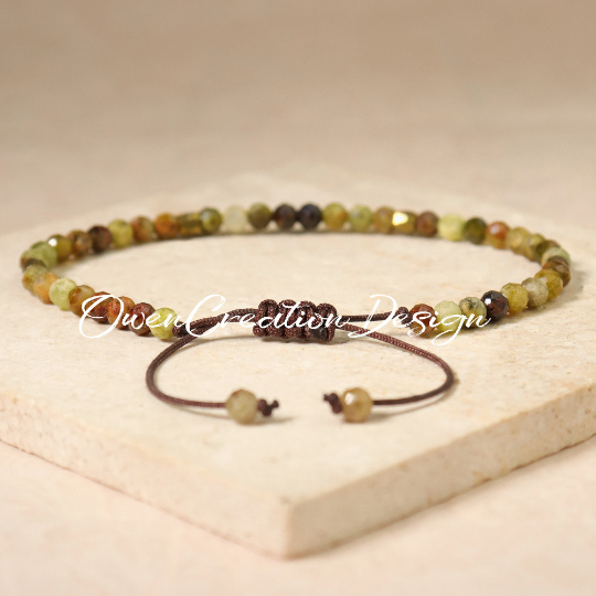 Natural Grossular Garnet Stone Bracelet- Minimalist Bracelet- Healing Crystal Yoga Dainty Bracelet