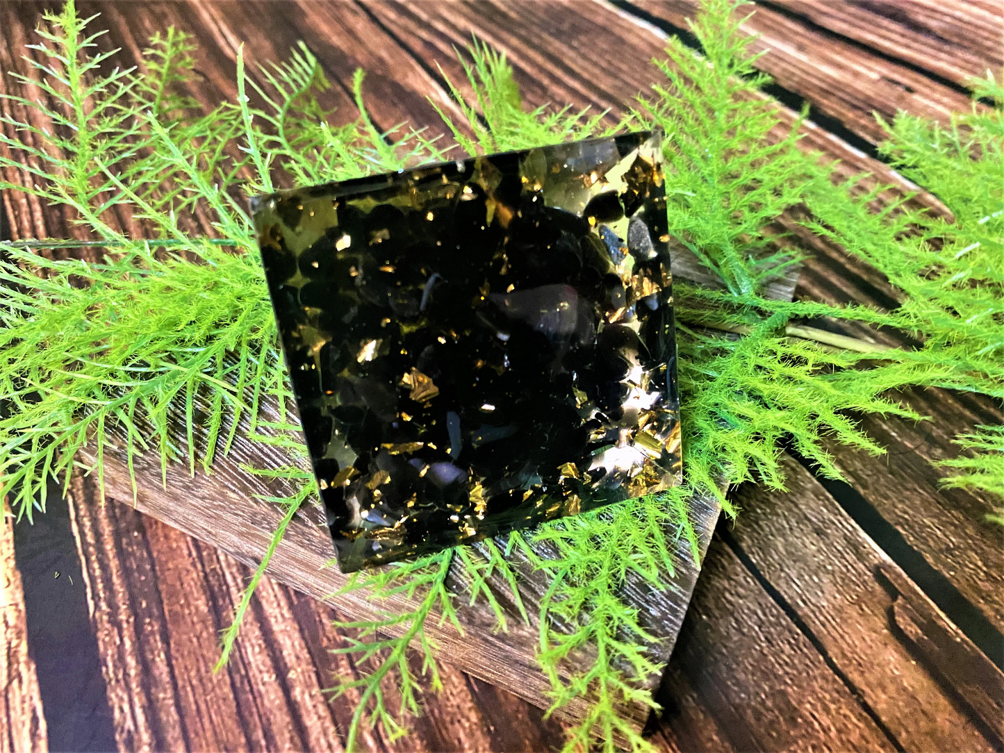 Obsidian Orgone Pyramid- Tree of Life Orgone pyramid- Reiki Healing Natural Crystal- Meditation stone Energy Generator- EMF Protection