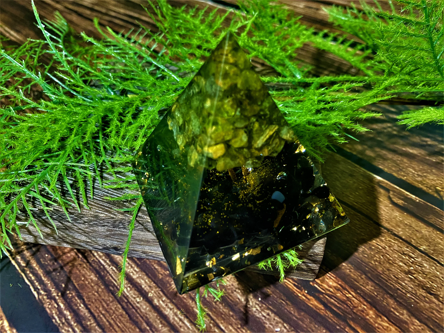 Obsidian Orgone Pyramid- Tree of Life Orgone pyramid- Reiki Healing Natural Crystal- Meditation stone Energy Generator- EMF Protection