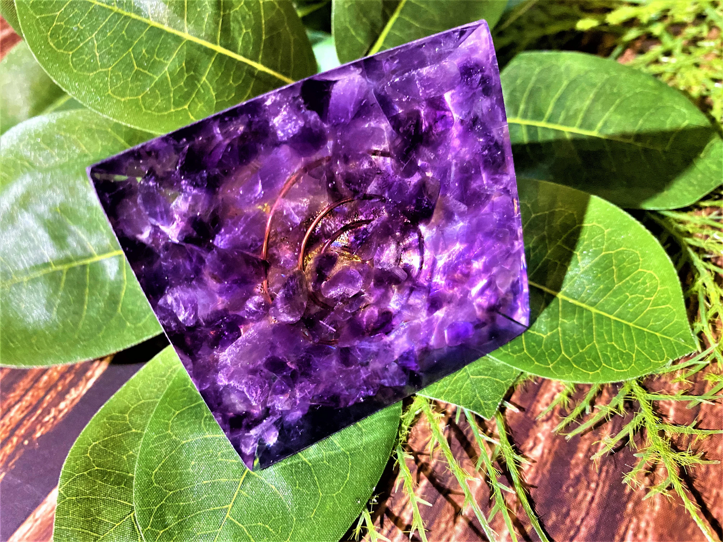 Amethyst Orgone Pyramid With Crystal Sphere- Reiki Healing Natural Crystal- Meditation stone Energy- Generator- Home Decor