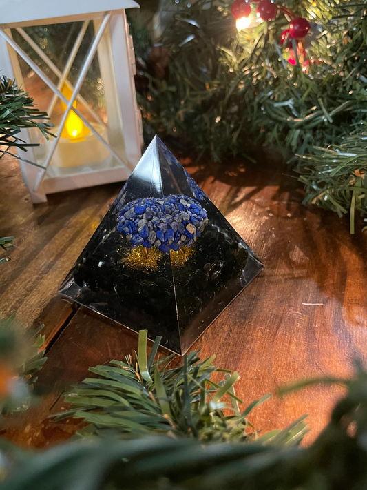 Amethyst Tree of Life Orgone Pyramid-Reiki Healing- Natural Crystal Meditation stone- Energy Generator- EMF Protection- Home Decor