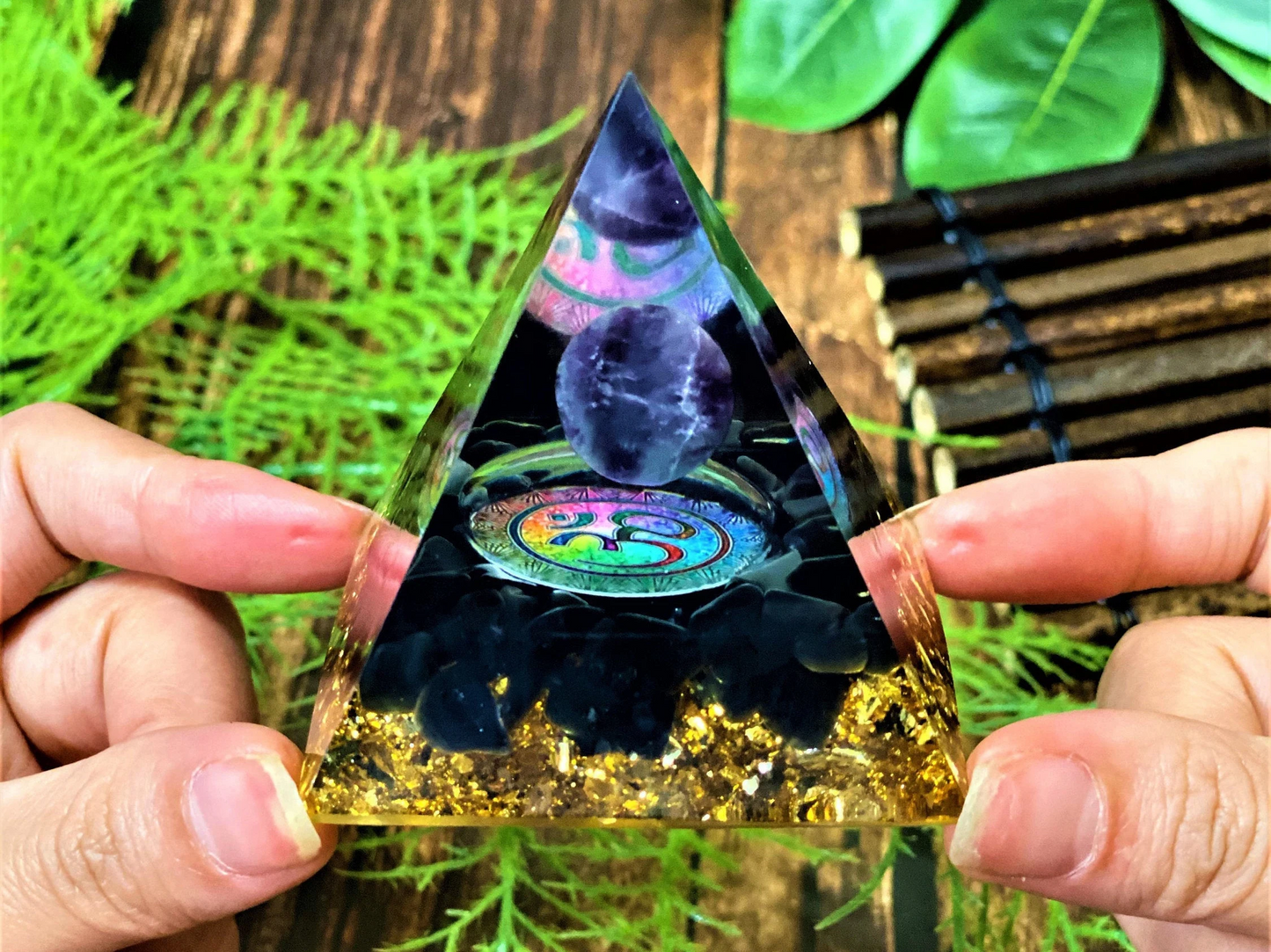 Orgone Pyramid- Natural Amethyst- Meditating Rune- Reiki Healing Crystal- Meditation stone- Energy Generator- EMF Protection- Home Decor