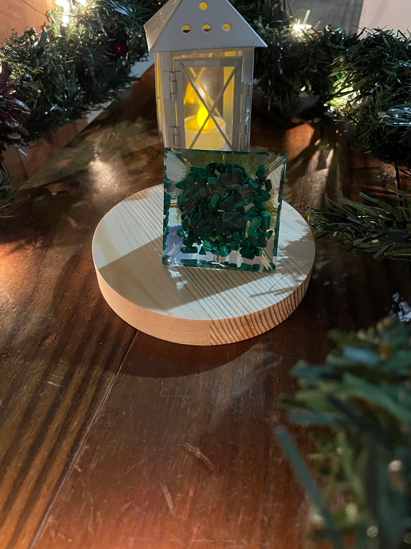 Crystal Malachite Orgone Pyramid-Tree of Life Peridot Orgonite Pyramid-Natural Stone Orgonite Pyramid-Energy Healing Reiki EMF Protection